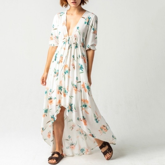 NWT O’Neill Boyce Floral High Low Button Down Maxi Dress - Picture 2 of 9